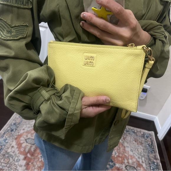 Miu Miu Yellow Nappa Leather Wristlet Small - Picture 15 of 16